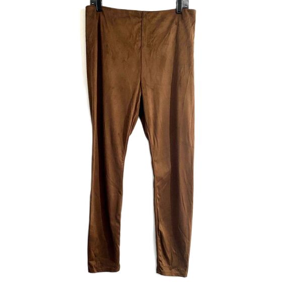NWT Lysse Buffed Vegan Faux Suede Leggings Brown High Rise Size XL - Picture 2 of 7